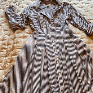 Michael Kors long Sleeve Button Up Striped Dress